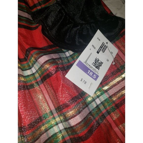 NWT Sweet Charmers Girls Plus Size 18.5 Christmas Plaid Dress With Cover Up - Picture 2 of 8